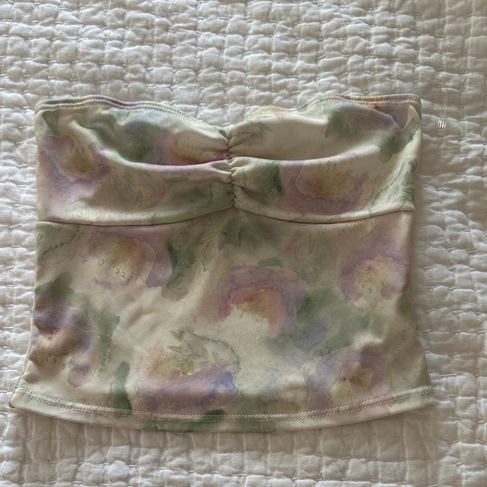 Grey Bandit Strapless Floral Top